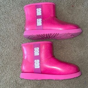 Clear Mini Pink Uggs Boots Size 3
